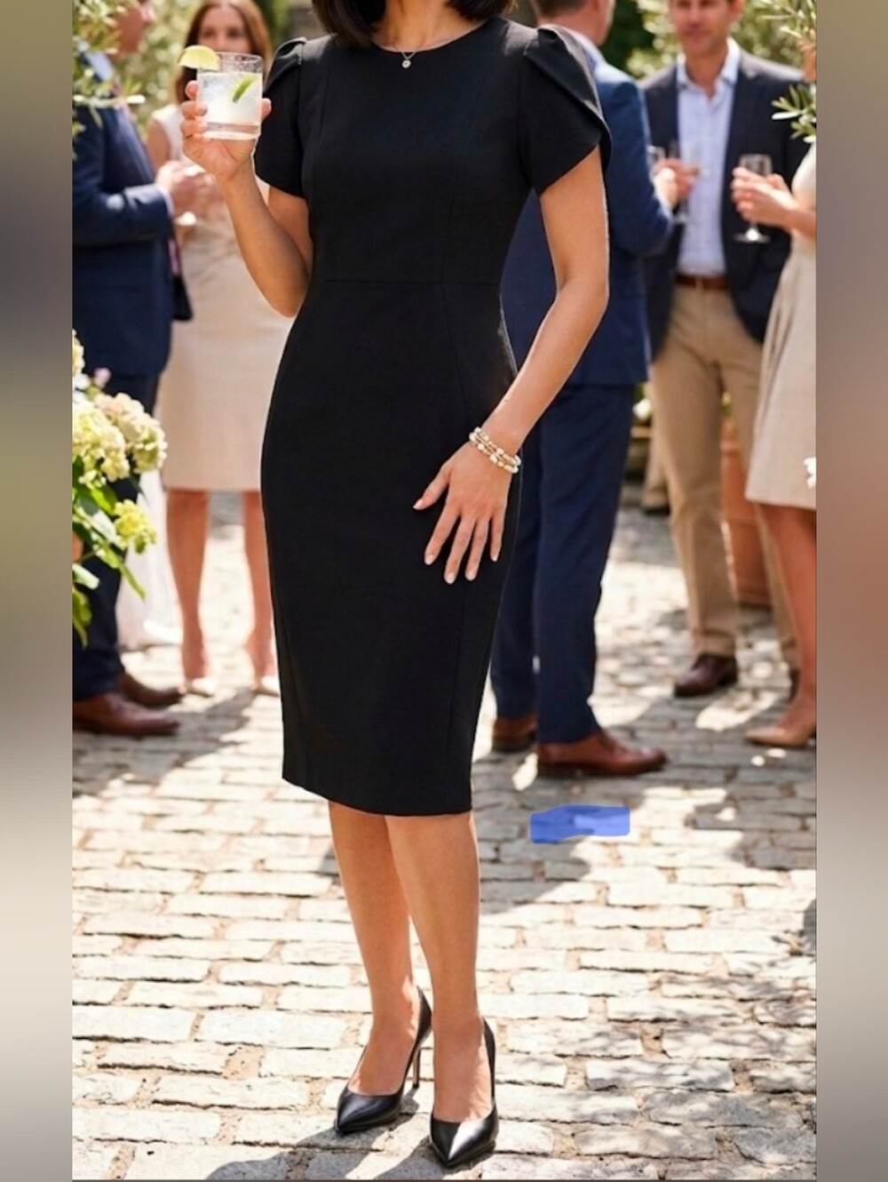 Calvin Klein Classic Black Midi Dress size 4 petite